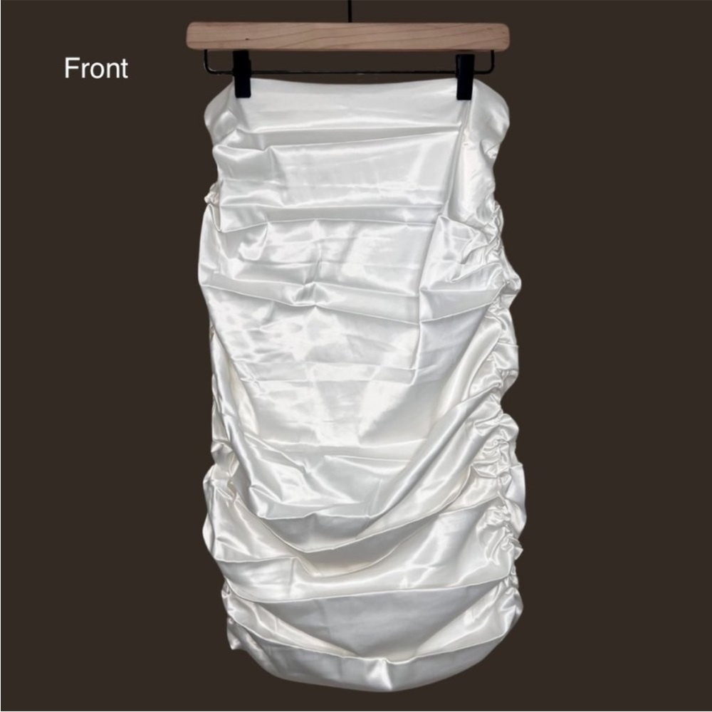 Naked Wardrobe White Satin Pencil Skirt